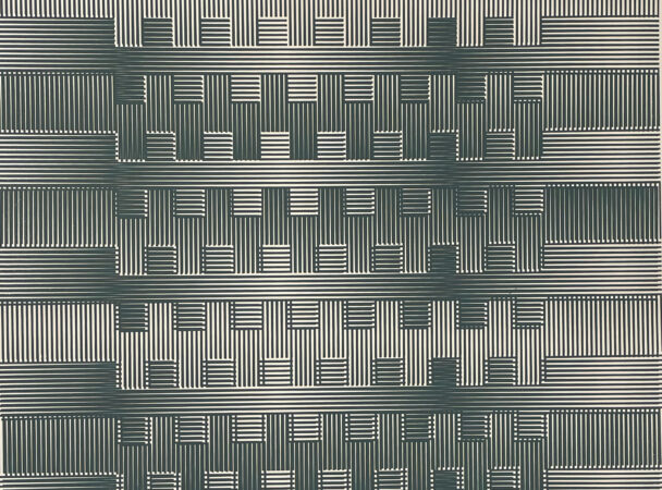 Plain Hunt on Four: 3412, sérigraphie sur papier teint à la main, 26" x 42", 2023