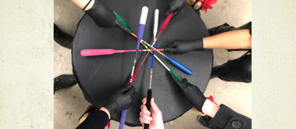 SS2S collective care in Winter 2020 during the residency around the Bear Moon Healing Drum. 
In Circle with Elder Sedalia Kawennota Fazio, Dayna  Danger, Amanda Roy, Joce Two Crows Tremblay, Verse, Isa Hagerman, Matisse Bourgeois + Faye Mullen.